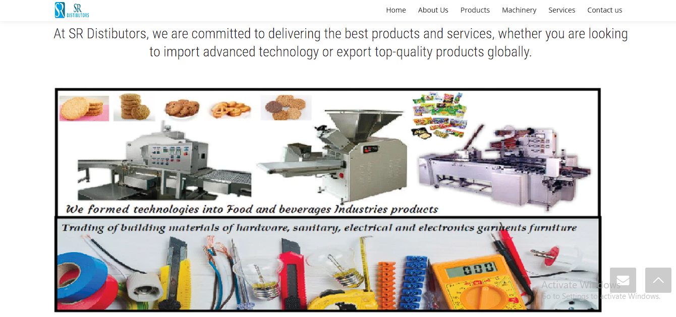 SR Distibutors import-export industry Website